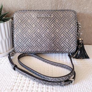 New Michael Kors Silver leather "Ginny" Cross-body bag
